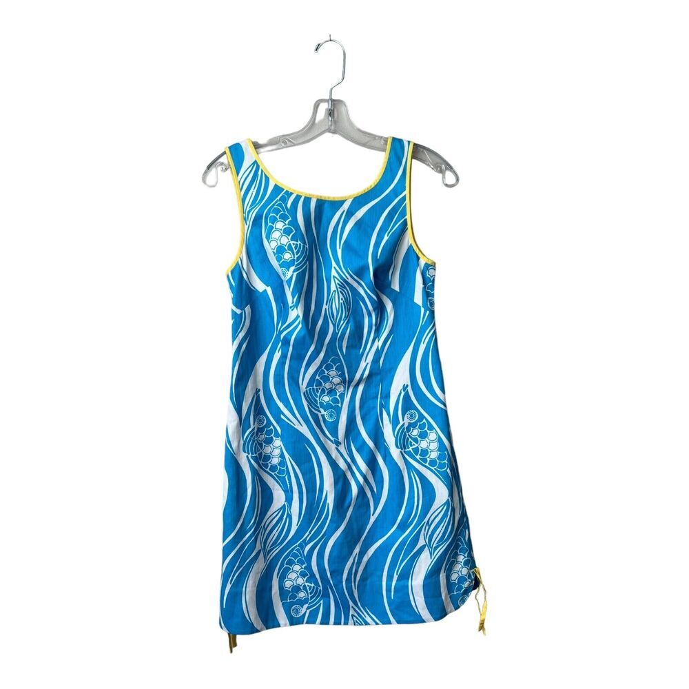 Lilly Pulitzer Dress Womens 2 Delia Shift Resort White Joe‎ Fish Blue White
